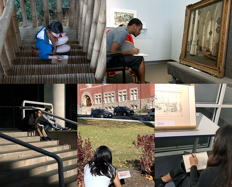 students sketching